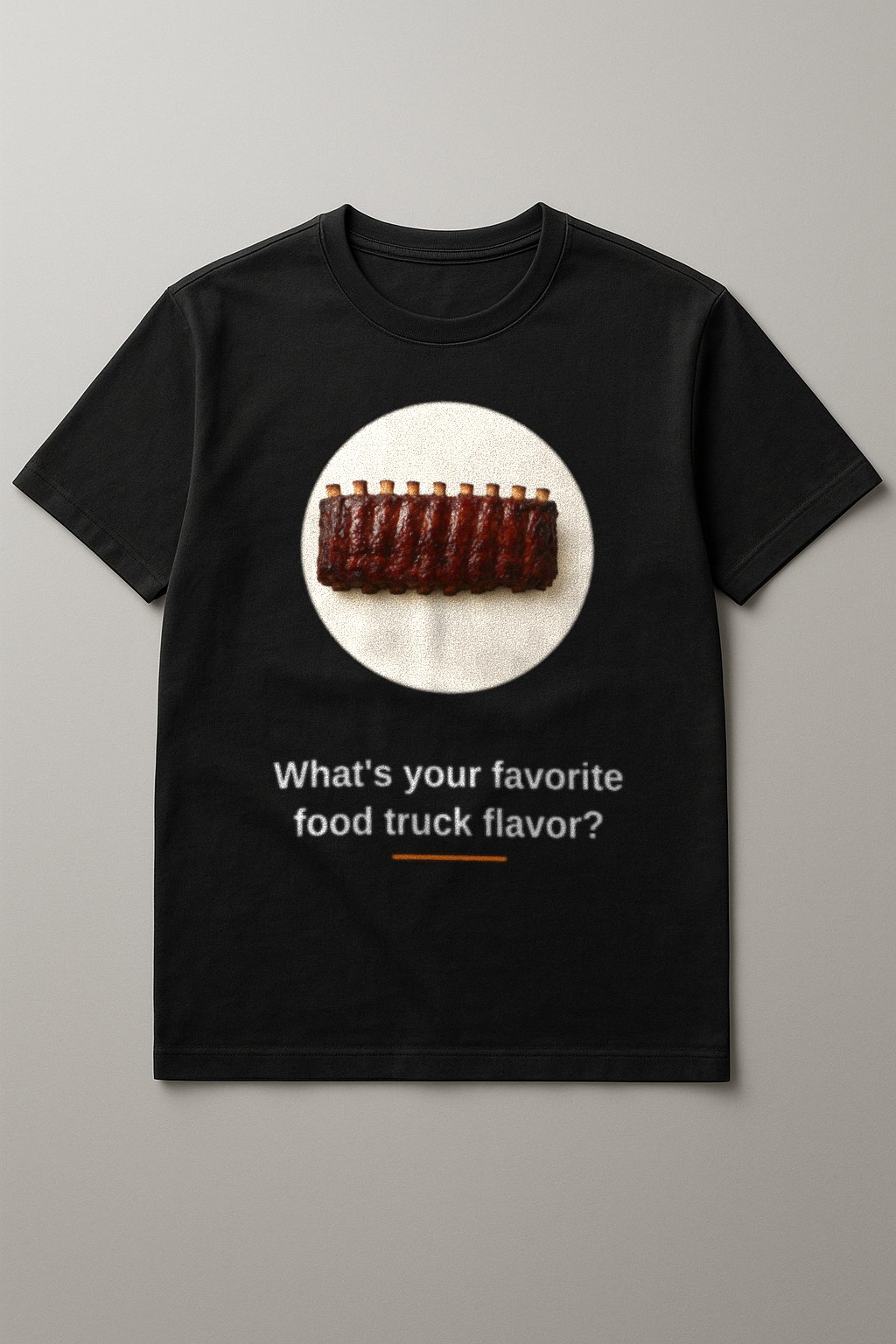 BBQ Tee — front view on a black tee
