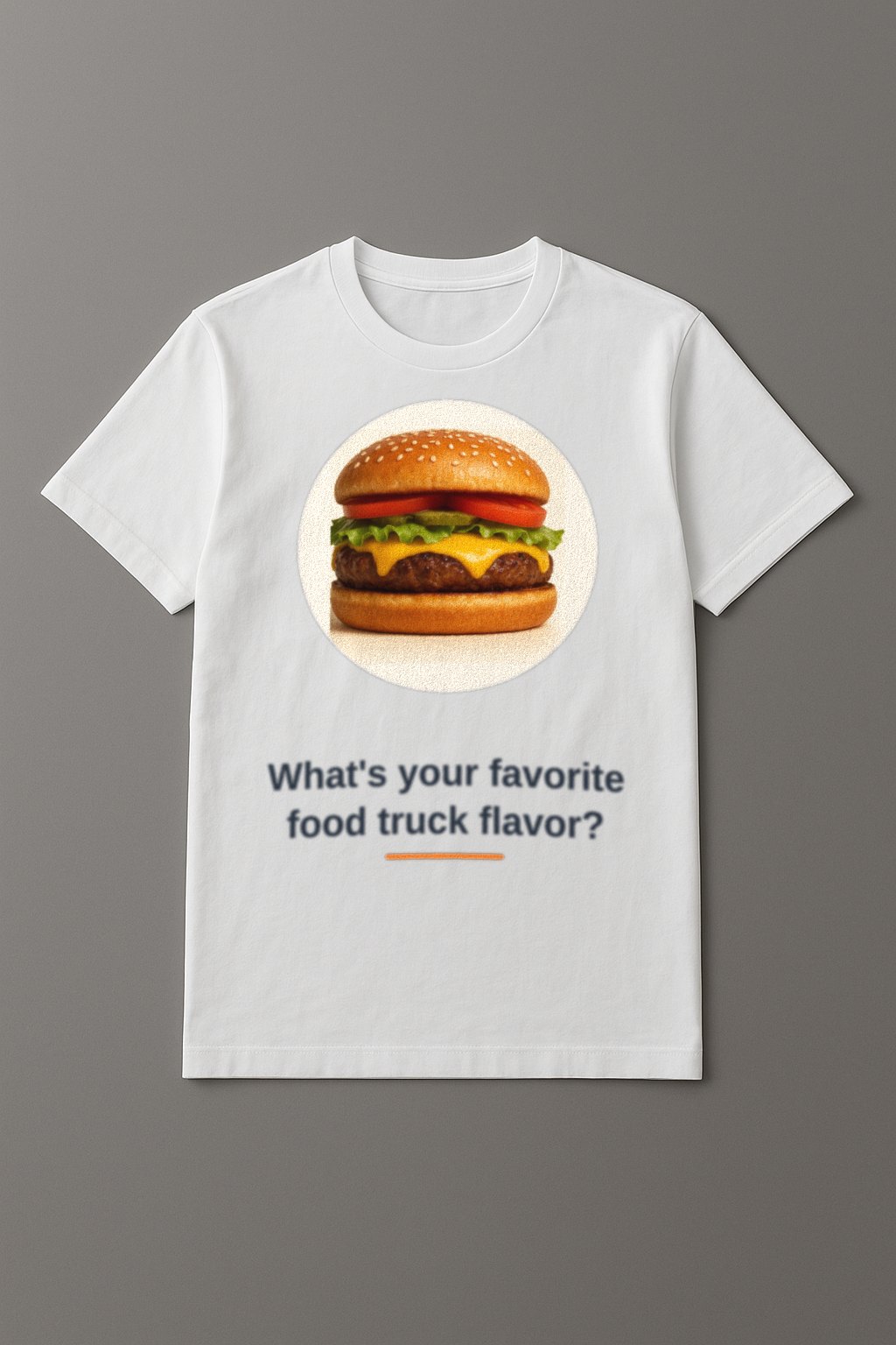 Burgers Tee — front view on a white tee