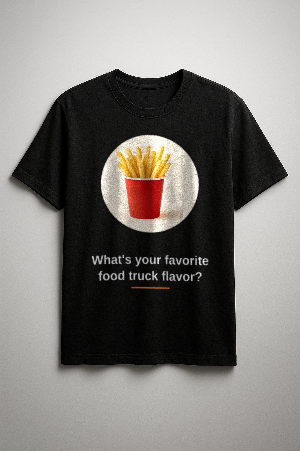 Fries Tee — front view on a black tee