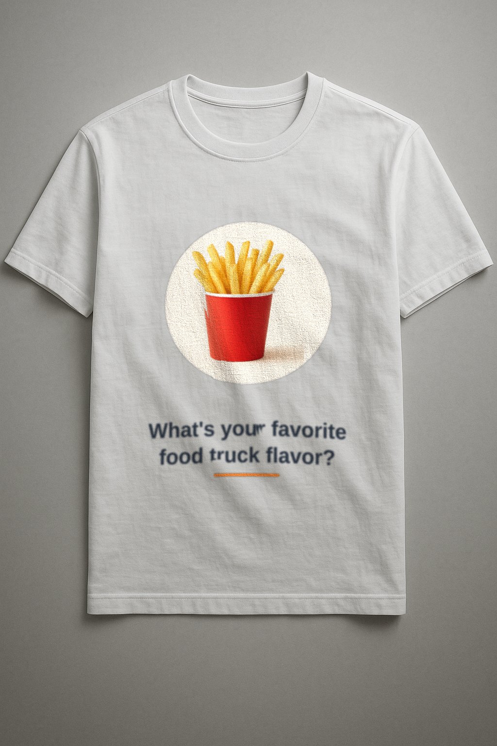 Fries Tee — front view on a white tee