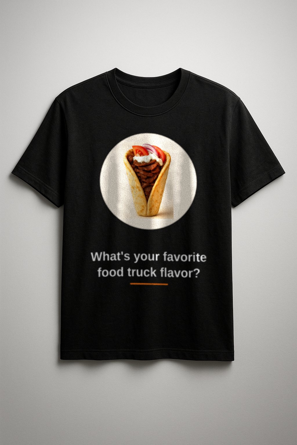 Gyros Tee — front view on a black tee