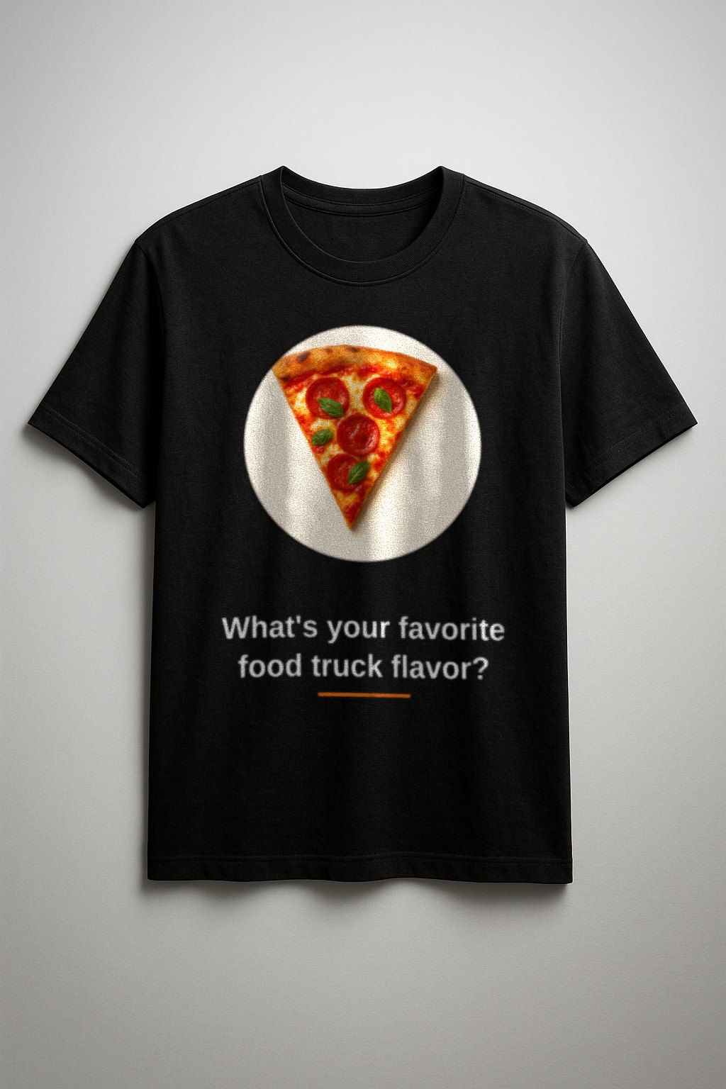 Pizza Tee — front view on a black tee