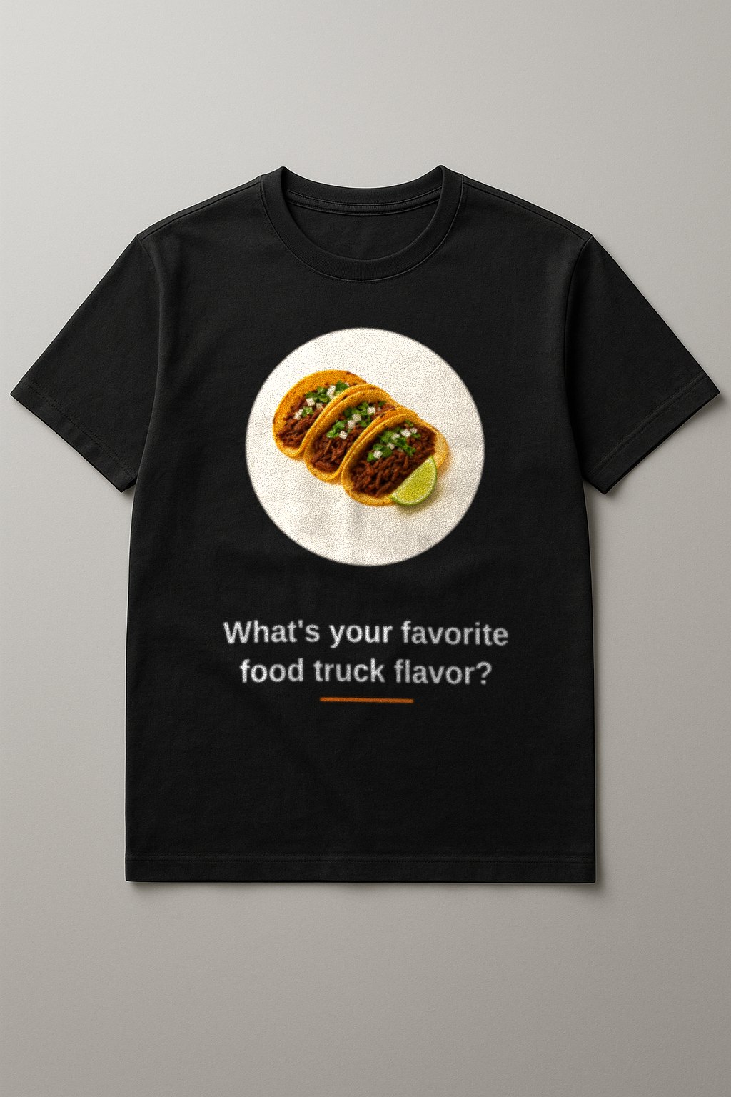 Tacos Tee — front view on a black tee