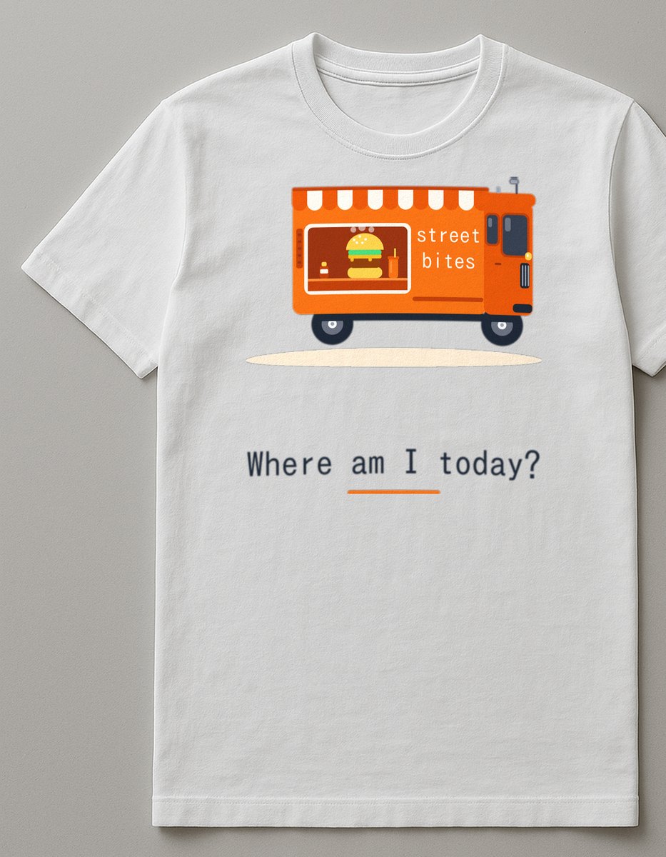 Food Truck Tee — front view on a white tee